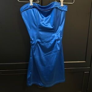 That’s So Fetch blue corset strapless mini dress